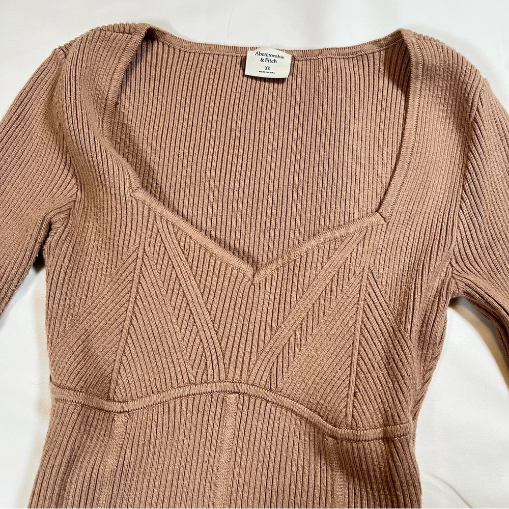 Abercrombie &‎ Fitch Ribbed Knit V-Neck Long Sleeve Sweater Bodysuit Size XS